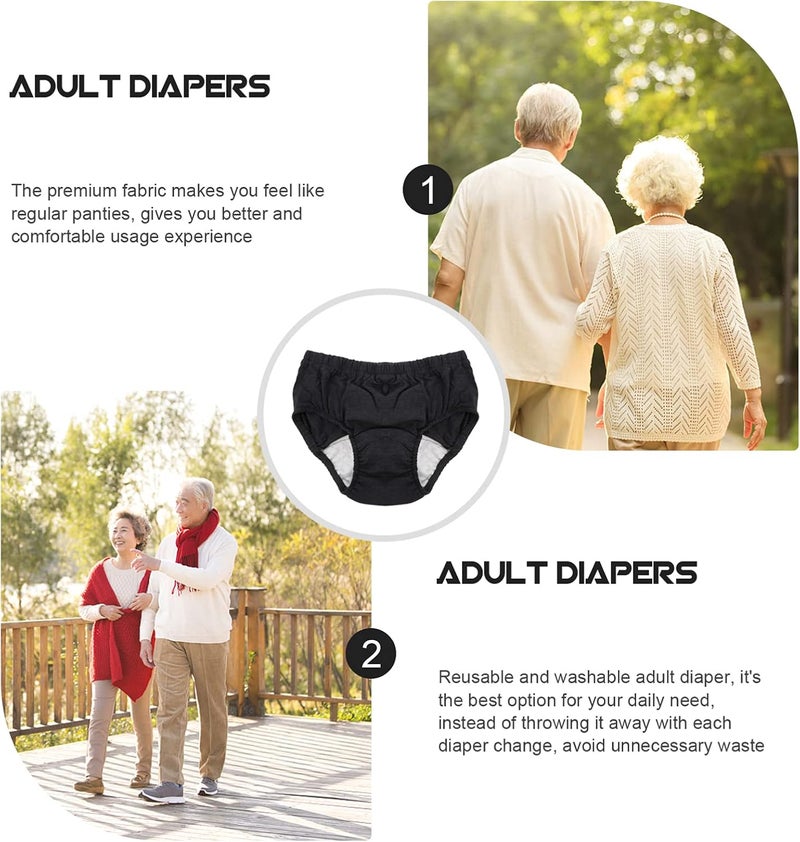 comfrt Waterproof Incontinence Underpants Incontinence Briefs Ultra Adult Diapers Pull- on Plastic Pants for Elderly Adult Men Women Dark Grey M - Image 4