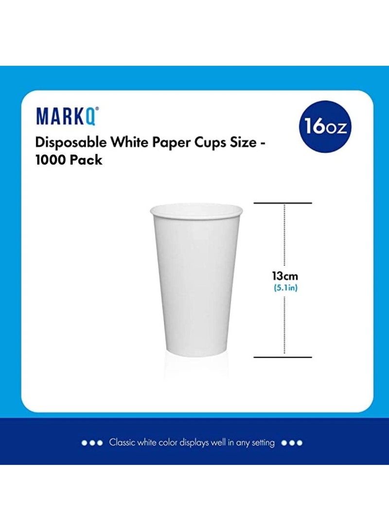 مارك [1000 كوب] أكواب ورقية بيضاء سعة 16 أونصة | أكواب ورقية للمشروبات الساخنة والباردة | أكواب للاستعمال مرة واحدة للشوكولاتة الساخنة والكاكاو والماء وأكواب القهوة - Image 2