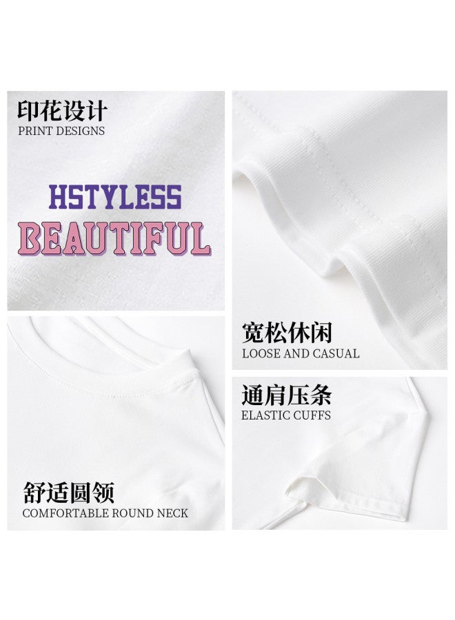 Hstyle Women's Round Neck Short Sleeve T-shirt 2025 Summer Thin Casual Top small Batch Fashion Print Tee versatile Everyday Wear - Image 5