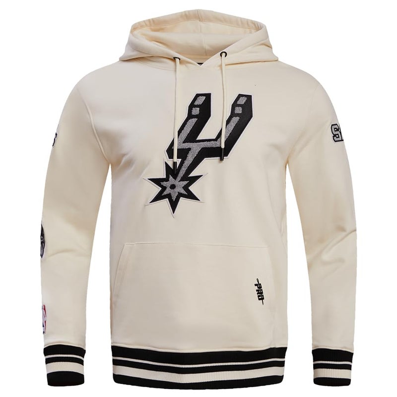 Pro Standard Mens NBA San Antonio Spurs Retro Classics Pull Over Hoodie Eggshell/Black M - Image 1