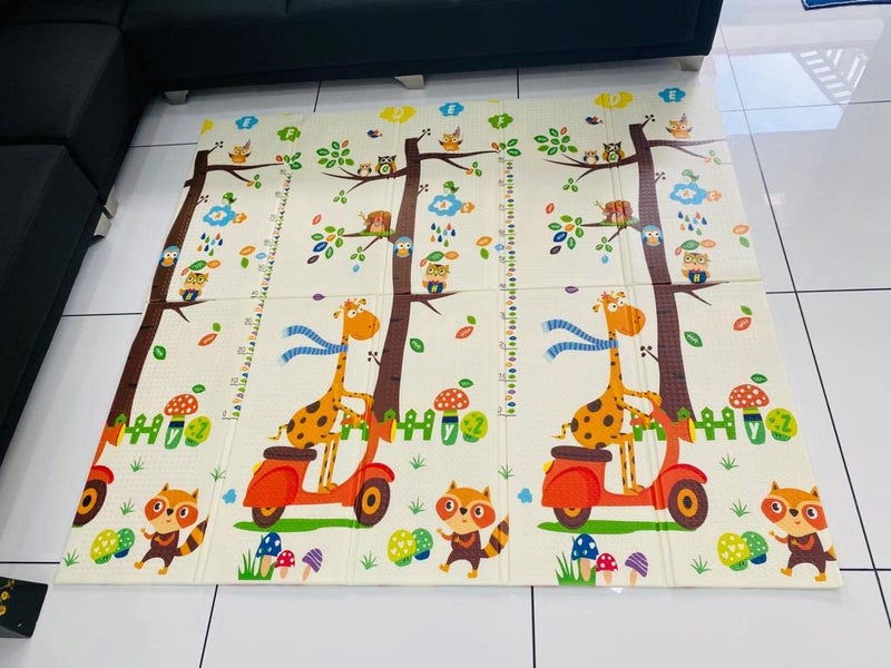 WENGTY Double Sided Water Proof Giraffe Mat Extra Large Reversible Baby Play Mat, Bpa Free Learning & Crawling Foldable Foam Mat(200Cm X 150Cm, 0.8Cm) Multicolor, Count 1 - Image 1