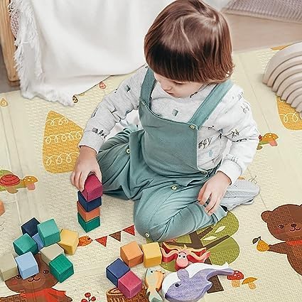 WENGTY Double Sided Water Proof Giraffe Mat Extra Large Reversible Baby Play Mat, Bpa Free Learning & Crawling Foldable Foam Mat(200Cm X 150Cm, 0.8Cm) Multicolor, Count 1 - Image 4