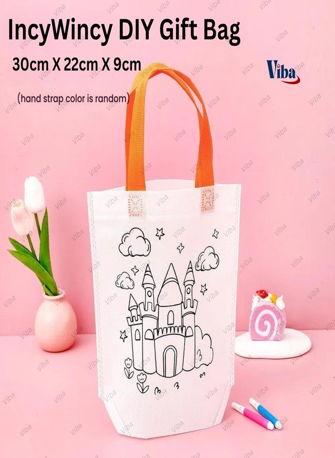 VIBA® DIY Canvas Gift Bag - Colour Your Own Tote Bag for Kids | Reusable Craft Bag | Eco-Friendly Return Gift for Parties, Birthdays & DIY Fun - Size 30x22x9cm - Image 2