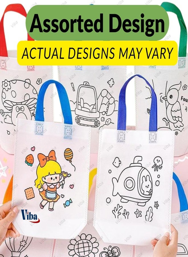 VIBA® DIY Canvas Gift Bag - Colour Your Own Tote Bag for Kids | Reusable Craft Bag | Eco-Friendly Return Gift for Parties, Birthdays & DIY Fun - Size 30x22x9cm - Image 3