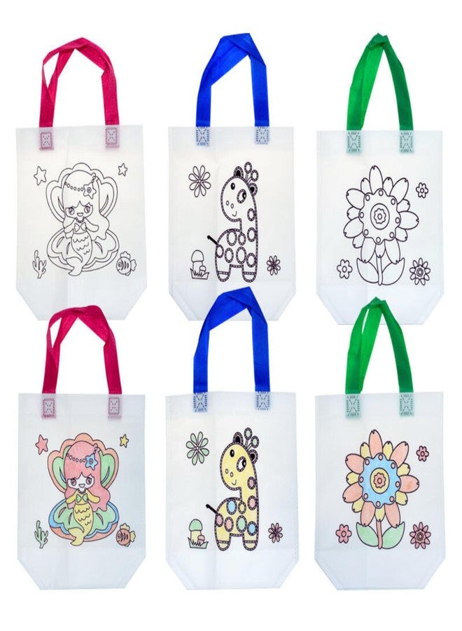VIBA® DIY Canvas Gift Bag - Colour Your Own Tote Bag for Kids | Reusable Craft Bag | Eco-Friendly Return Gift for Parties, Birthdays & DIY Fun - Size 30x22x9cm - Image 1