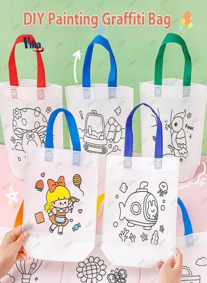 VIBA® DIY Canvas Gift Bag - Colour Your Own Tote Bag for Kids | Reusable Craft Bag | Eco-Friendly Return Gift for Parties, Birthdays & DIY Fun - Size 30x22x9cm - Image 4