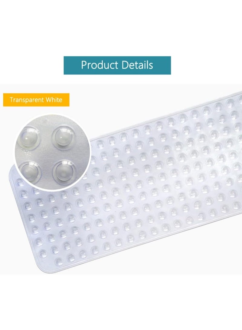 Nonslip Soft Rubber Bath Mat for Bathtub and Shower, Anti Slip Bath Mat 100 x 40 cm - Transparent White - Image 4