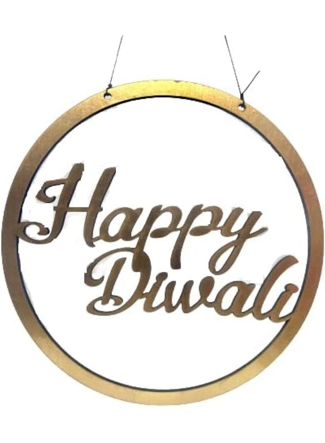 BPA® Happy Diwali MDF Hanging Decoration - Round Wooden Festive Sign for Diwali Celebrations - Eco-Friendly Rustic Wall Decor for Homes and Offices - Image 1