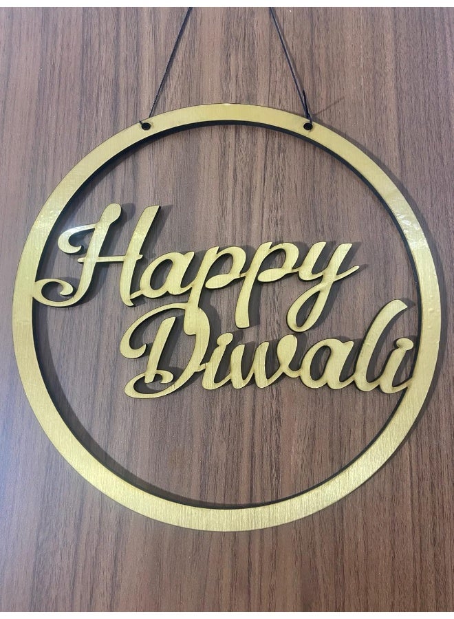 BPA® Happy Diwali MDF Hanging Decoration - Round Wooden Festive Sign for Diwali Celebrations - Eco-Friendly Rustic Wall Decor for Homes and Offices - Image 2