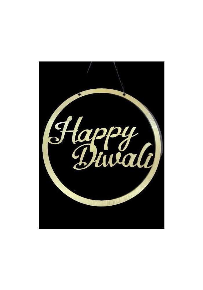 BPA® Happy Diwali MDF Hanging Decoration - Round Wooden Festive Sign for Diwali Celebrations - Eco-Friendly Rustic Wall Decor for Homes and Offices - Image 4
