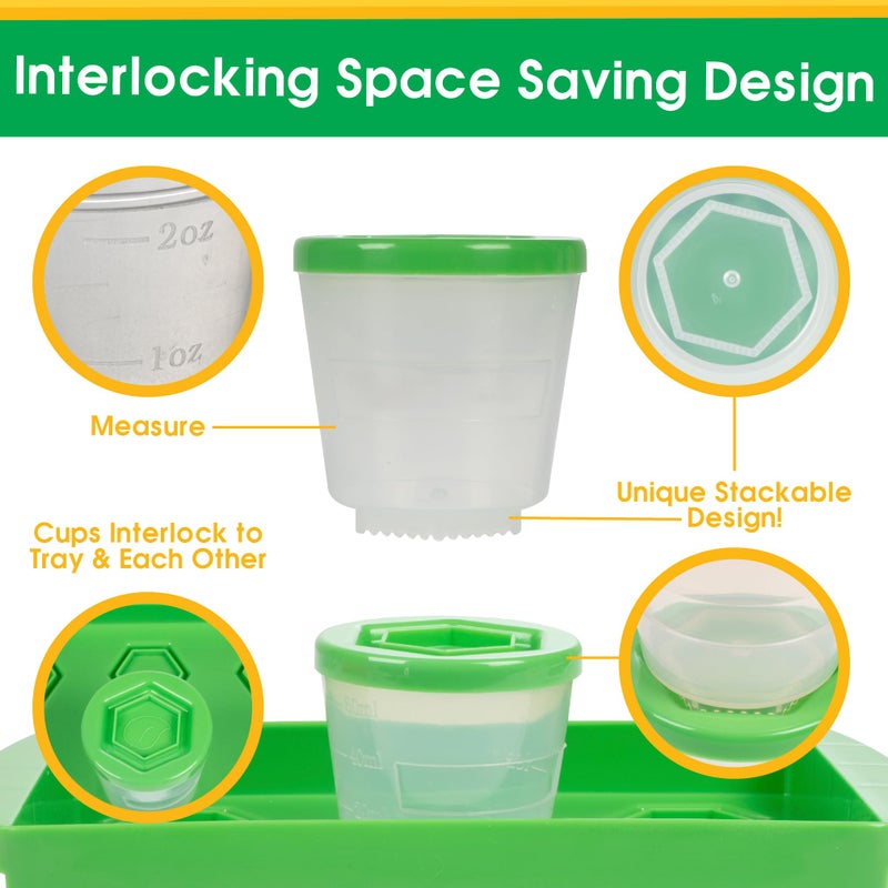 Sprout Cups Baby Food Storage Containers w Write What You Want Lids (12 Pk) - 2oz Reusable Leakproof Plastic Jars & Tray- Freezer, Microwave & Dishwasher Safe- BPA/PVC Free, Compatible w Bullet Blender, Gift - Image 3