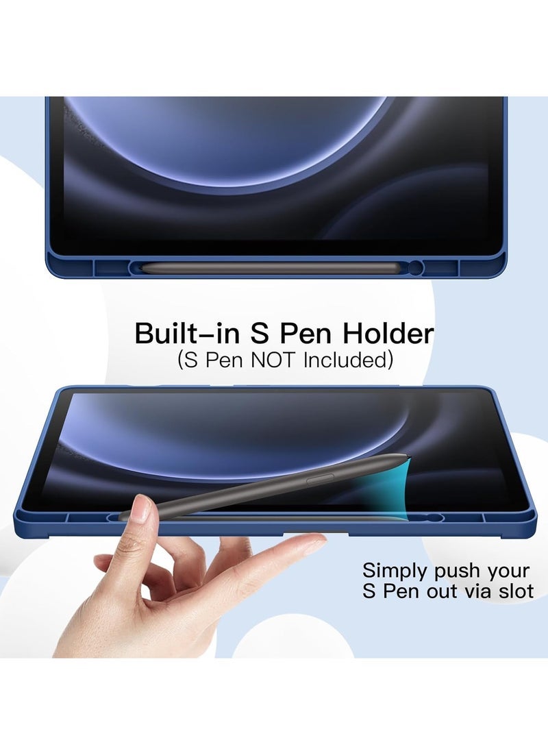 SmartGrist Case for Samsung Galaxy Tab S9 FE+ / S9 FE Plus 12.4-Inch – Soft TPU Tri-Fold Stand Protective Cover with S Pen Holder, S Pen Charging Support, Auto Wake/Sleep (Navy) - Image 3