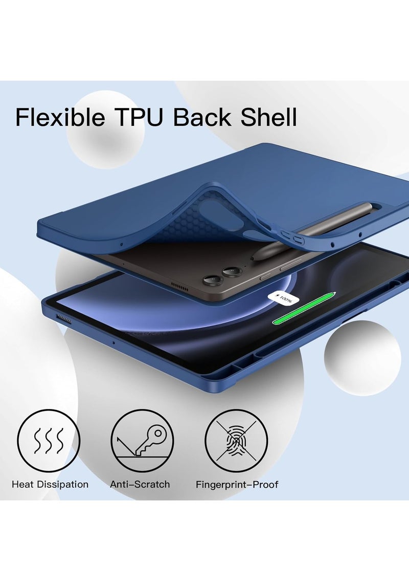 SmartGrist Case for Samsung Galaxy Tab S9 FE+ / S9 FE Plus 12.4-Inch – Soft TPU Tri-Fold Stand Protective Cover with S Pen Holder, S Pen Charging Support, Auto Wake/Sleep (Navy) - Image 4