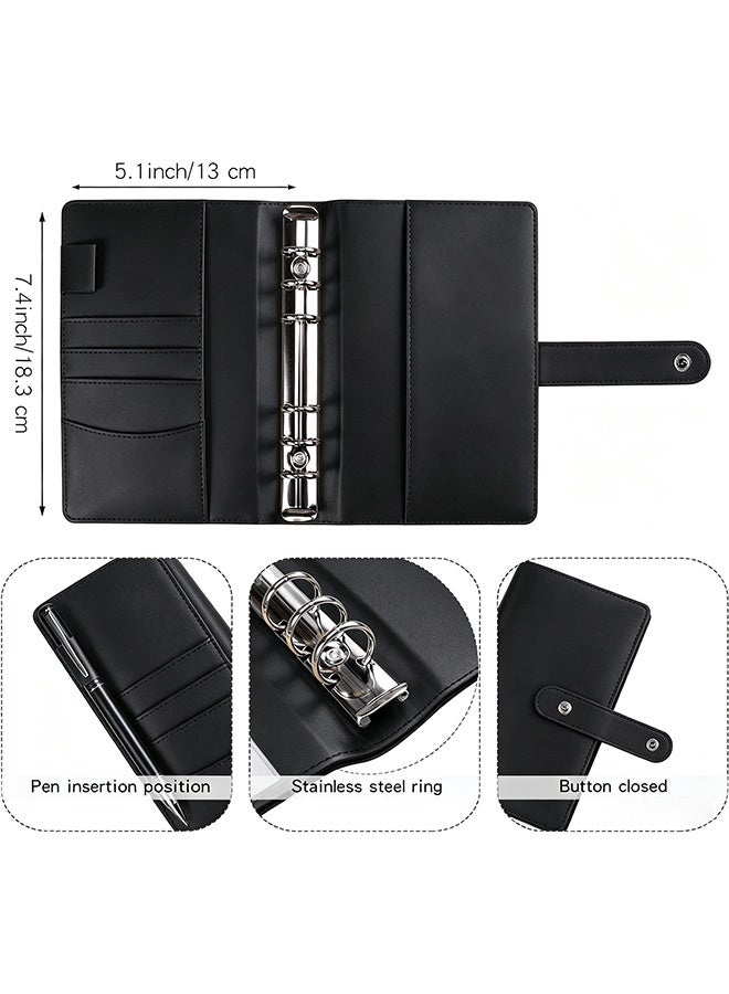 JS A6 Pu Leather Budget Binder Cash Envelopes Organizer Saving Money Planner Notebook With Clear Zipper Pockets Saving Binder - Image 4