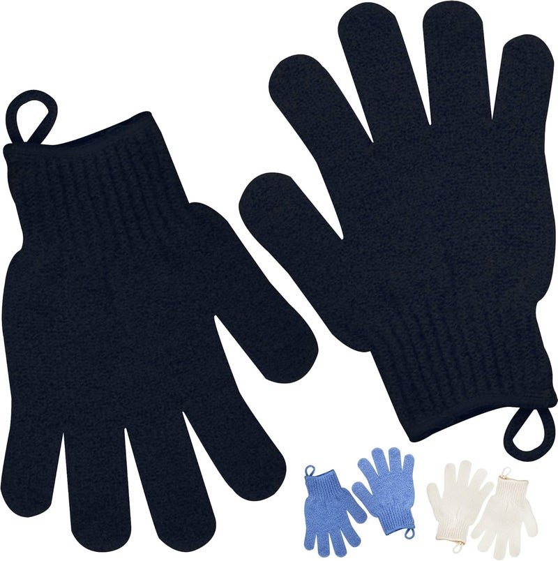 Meiyante Exfoliating Glove with Hanging Loop - Bath Gloves 1 Pair Shower Gloves, Heavy Exfoliating Gloves for Men and Women Shower Gloves Body Wash Makes Skin Soft Healthy Body Exfoliating Gloves 1 Pair Black