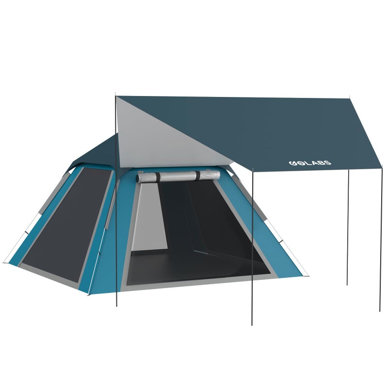 Golabs 2-3 Person Camping Tent w/ 9.5x8.5 ft Canopy, 3-Minute Setup by Pre-Attached Pole, PU1500mm Waterproof, 4 Side Mesh Tent Top & Door & Ventilation, Portable Family Tent w/Carry Bag&Pocket &Hook - Image 1