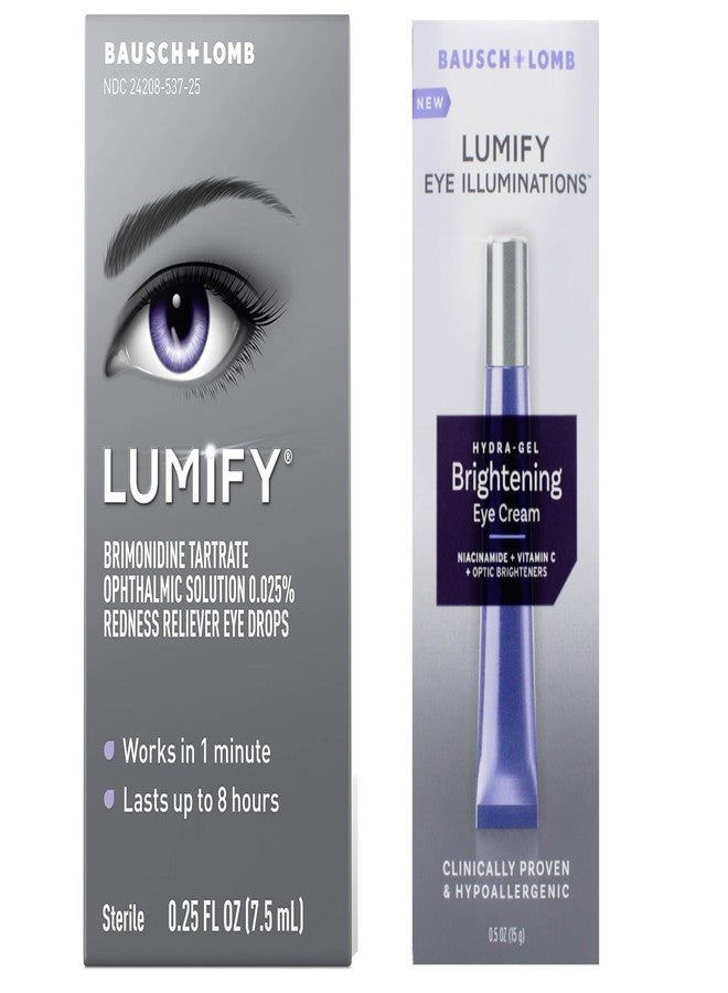 Bausch + Lomb Lumify Redness Reliever Eye Drops 0.25 fl oz and Lumify Brightening Cream 0.5 fl oz, Hypoallergenic Eye Care Bundle - Image 1