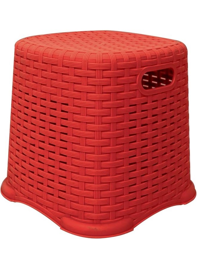El Watania Rotana Small Square Rattan Chair, 31 cm Depth x 31 cm Width x 29 cm Height, National Plastic, Red Color, 6222011765134