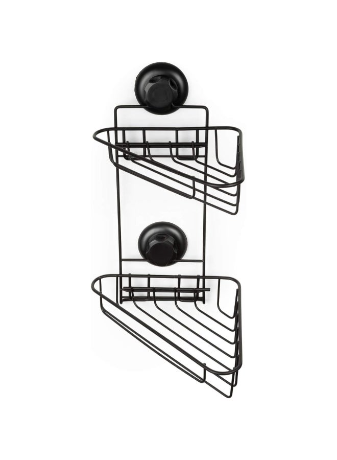 COMPACTOR Bestlock 2-Tier Suction Cup Bathroom Corner Shelf Black 36 x 22 x 23.5 cm RAN9779 - Image 3