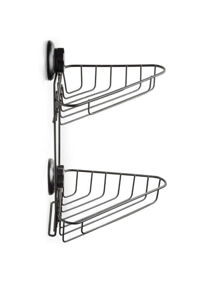 COMPACTOR Bestlock 2-Tier Suction Cup Bathroom Corner Shelf Black 36 x 22 x 23.5 cm RAN9779 - Image 2