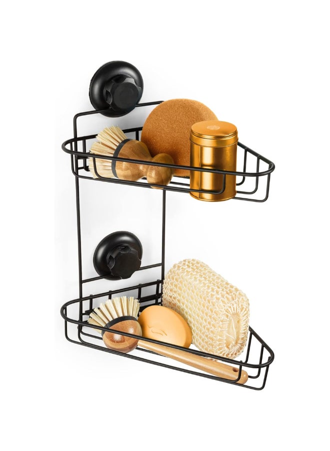COMPACTOR Bestlock 2-Tier Suction Cup Bathroom Corner Shelf Black 36 x 22 x 23.5 cm RAN9779 - Image 4