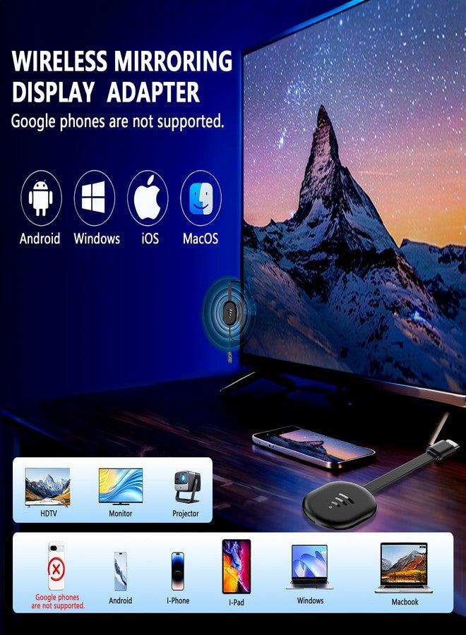 HRpart 4K Wireless HDMI Display Dongle Adapter,TV Adapter for The APP YouTube,Video Mirroring Dongle,Used for Mac iOS Android Casting/Mirroring to TV/Projector/Monitor - Image 3