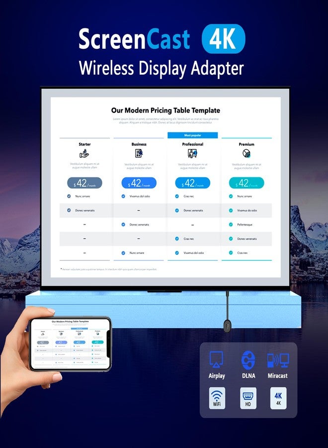 HRpart 4K Wireless HDMI Display Dongle Adapter,TV Adapter for The APP YouTube,Video Mirroring Dongle,Used for Mac iOS Android Casting/Mirroring to TV/Projector/Monitor - Image 2