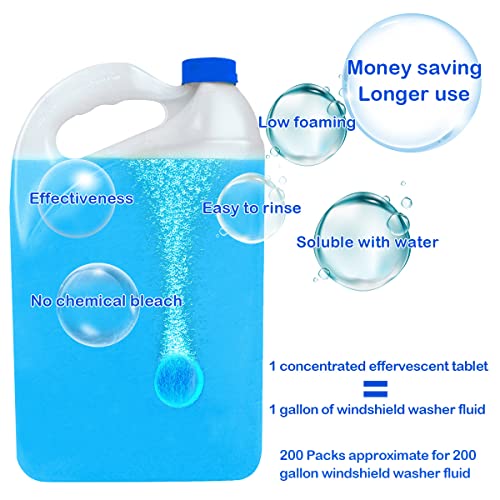 awave bloom 200 Pcs Windshield Washer Fluid Tablets,Wiper Fluid Concentrate,1 Pack Makes 200 Gallons.Window Glass Cleaner, Remove Glass Stains, Clear Vision (Use With De-icer or Methanol for Winter) - Image 2