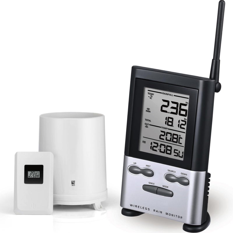 WondMall Wireless Rain Gauge Outdoor with Thermometer Digital Rain Gauges Outdoors Best Rated with SelfEmptying Freeze Proof Accurate Remote Rain Measure Gauge Automatic Outside Rain Gauge for Yard - Image 2