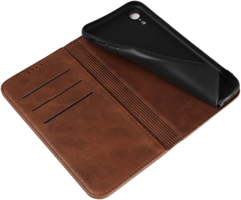 iCoverCase for iPhone XR Wallet Case with Card Holder, PU Leather Magnetic Kickstand Feature Shockproof Protective Flip Cover Case - Dark Brown - Image 5