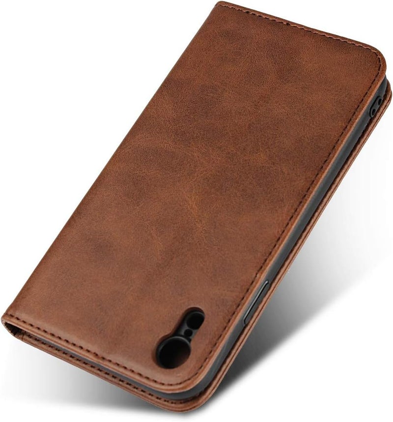 iCoverCase for iPhone XR Wallet Case with Card Holder, PU Leather Magnetic Kickstand Feature Shockproof Protective Flip Cover Case - Dark Brown - Image 4
