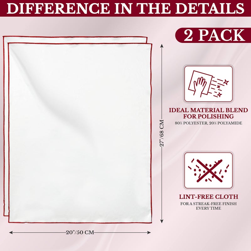 Wine Chic The 2-Pack Premium Microfiber Wine Glass Polishing Cloths, Large Lint-Free Drying Towels for Glasses, Stemware, Glassware, Camera Lenses, 25 Inch X 20 Inch (White, 2 Count) - Image 4