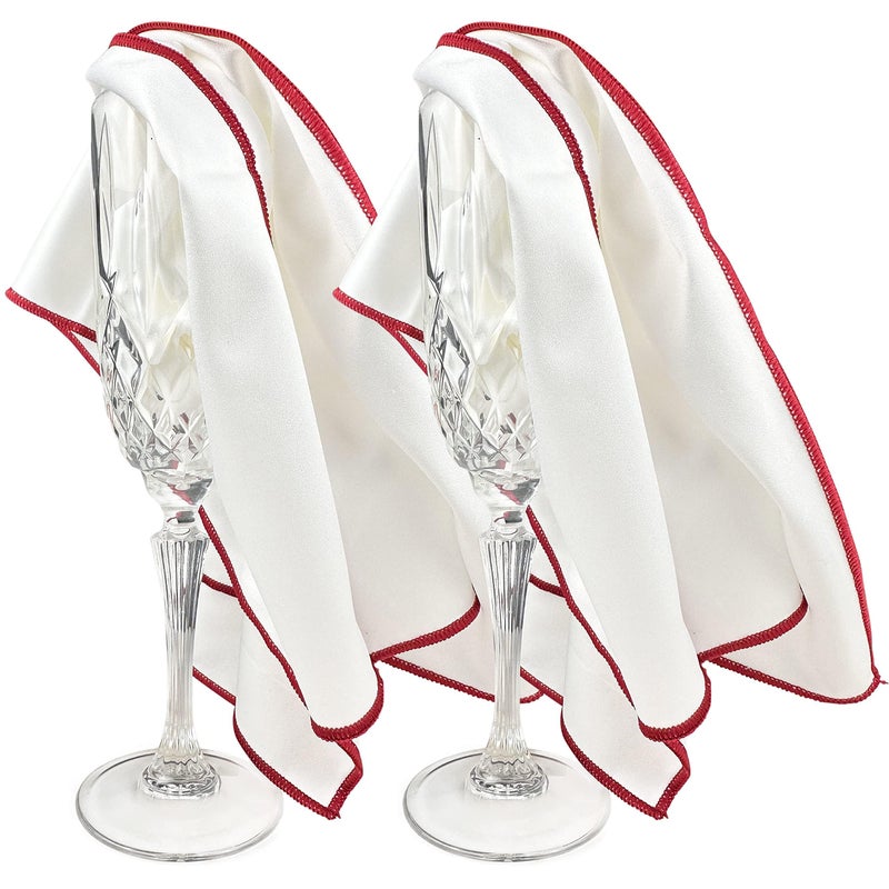 Wine Chic The 2-Pack Premium Microfiber Wine Glass Polishing Cloths, Large Lint-Free Drying Towels for Glasses, Stemware, Glassware, Camera Lenses, 25 Inch X 20 Inch (White, 2 Count) - Image 1