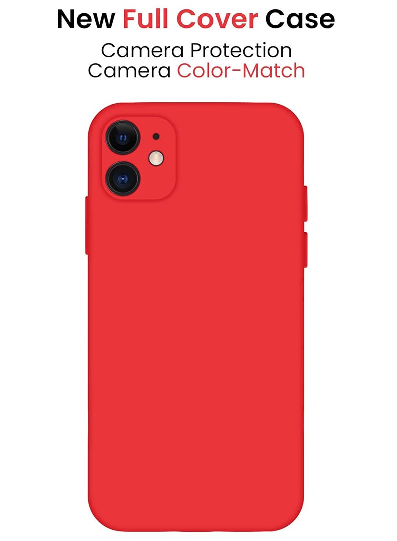 Case Up Compatible with iPhone 12 6.1 Inch Case, Premium Liquid Silicone [Camera Protection] [Soft Anti-Scratch Microfiber Lining] Shockproof Protective Slim Phone Cover for iPhone 12, Red - Image 3