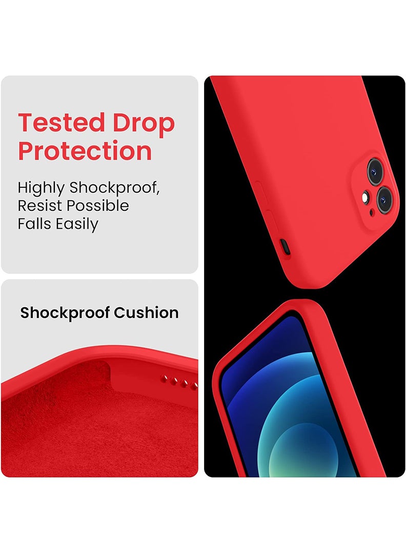 Case Up Compatible with iPhone 12 6.1 Inch Case, Premium Liquid Silicone [Camera Protection] [Soft Anti-Scratch Microfiber Lining] Shockproof Protective Slim Phone Cover for iPhone 12, Red - Image 4