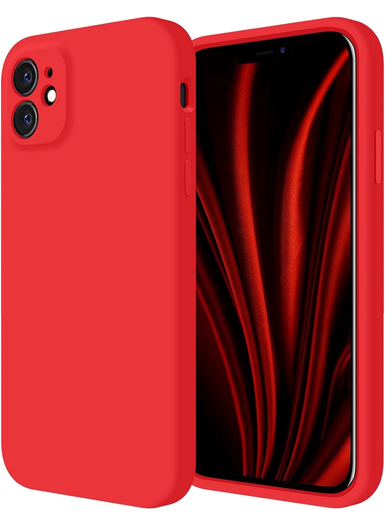 Case Up Compatible with iPhone 12 6.1 Inch Case, Premium Liquid Silicone [Camera Protection] [Soft Anti-Scratch Microfiber Lining] Shockproof Protective Slim Phone Cover for iPhone 12, Red - Image 1