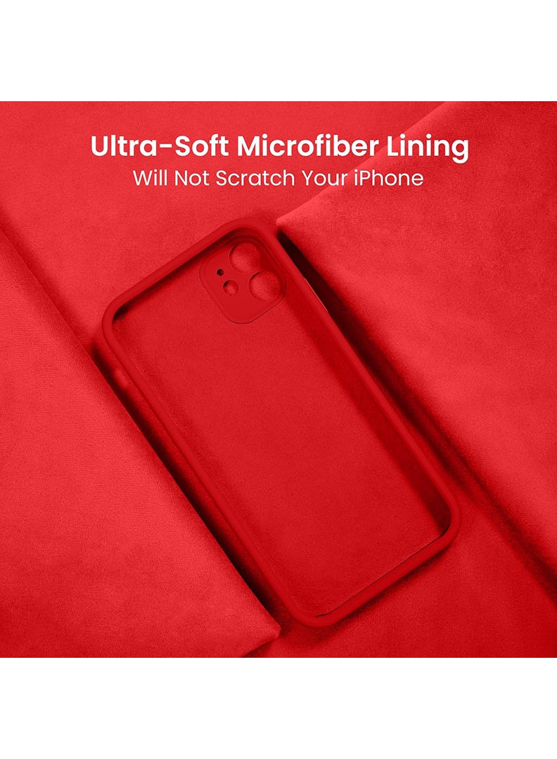Case Up Compatible with iPhone 12 6.1 Inch Case, Premium Liquid Silicone [Camera Protection] [Soft Anti-Scratch Microfiber Lining] Shockproof Protective Slim Phone Cover for iPhone 12, Red - Image 5