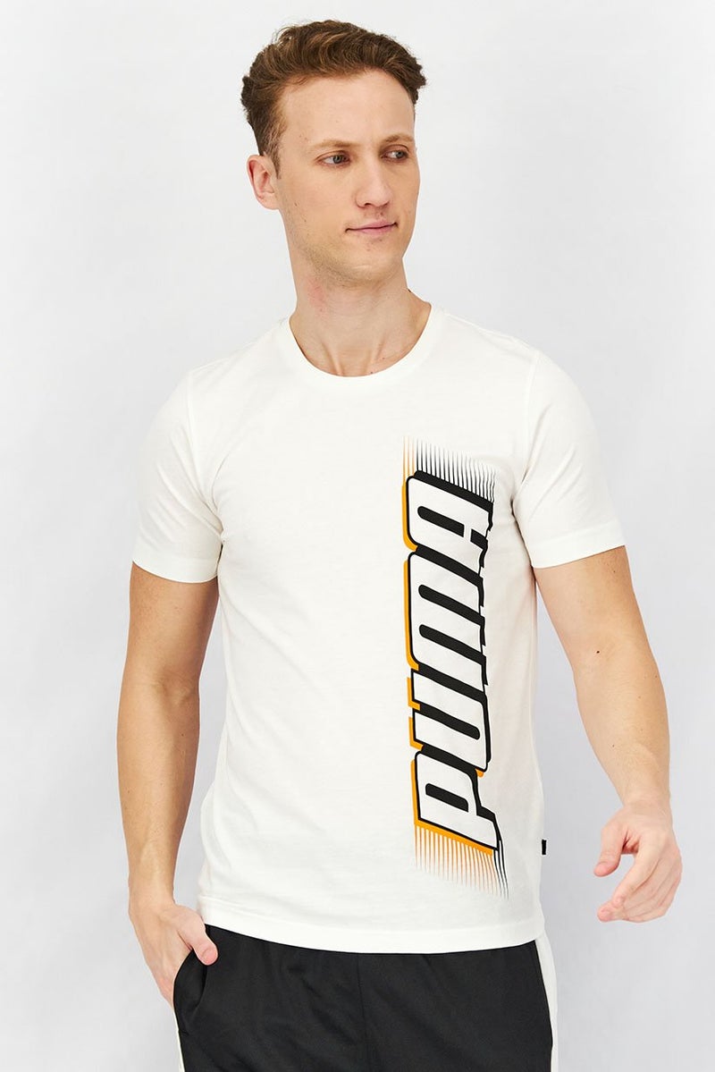 PUMA Men Sportswear Fit Speed Graphic T-Shirt, White  - Image 1