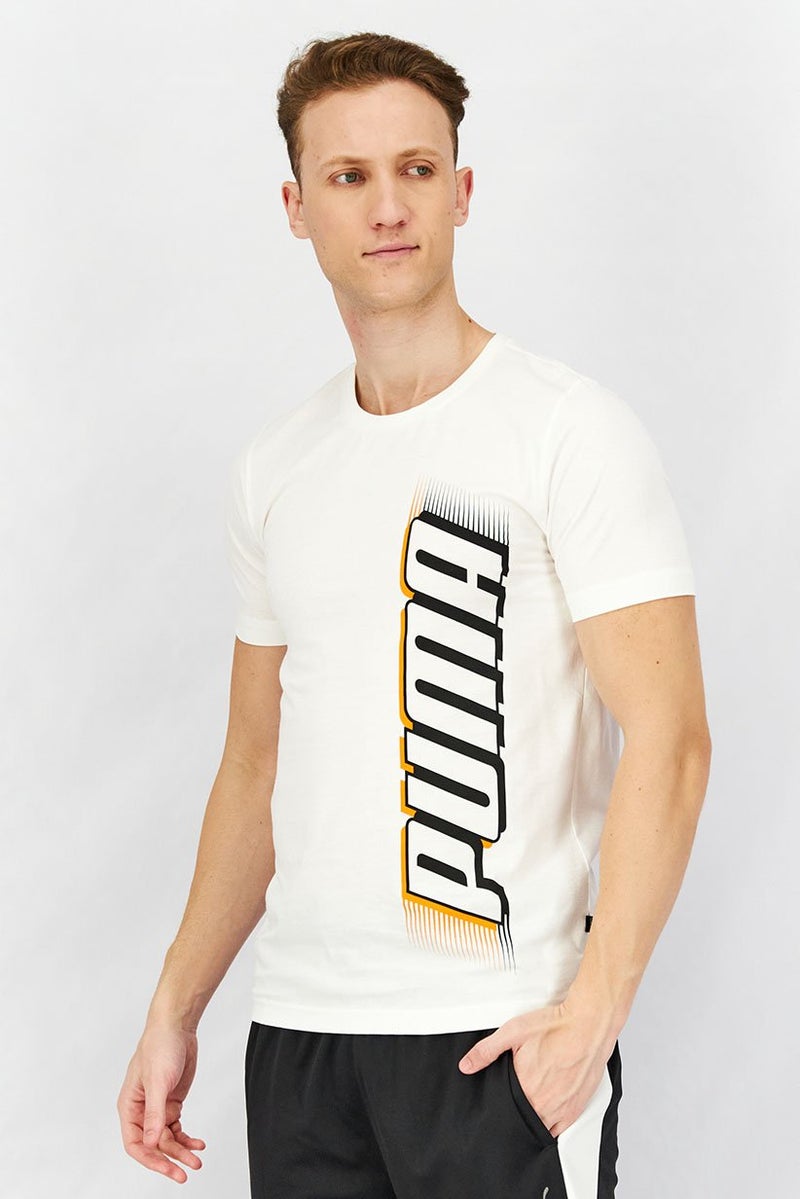 PUMA Men Sportswear Fit Speed Graphic T-Shirt, White  - Image 4