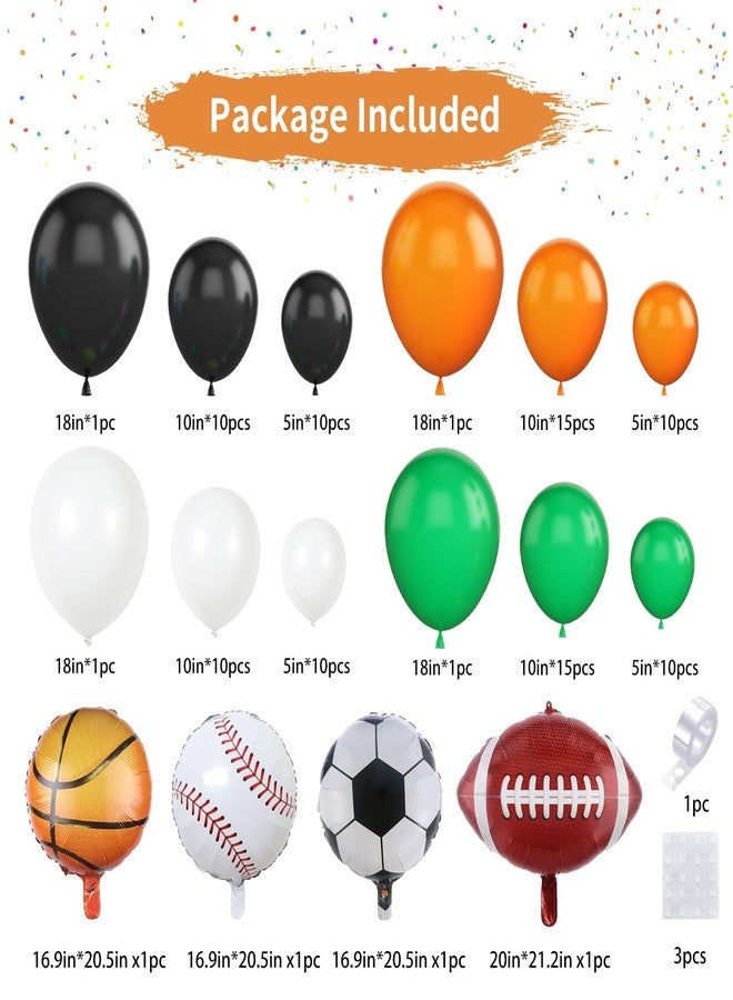 Sowide Sport Balloons Arch Garland,Ball Theme Balloon Garland Kit White Green Black Orange Balloons Ball Foil Balloons for Sports Theme Party Games Garden Theme Party Celebration Party - Image 2