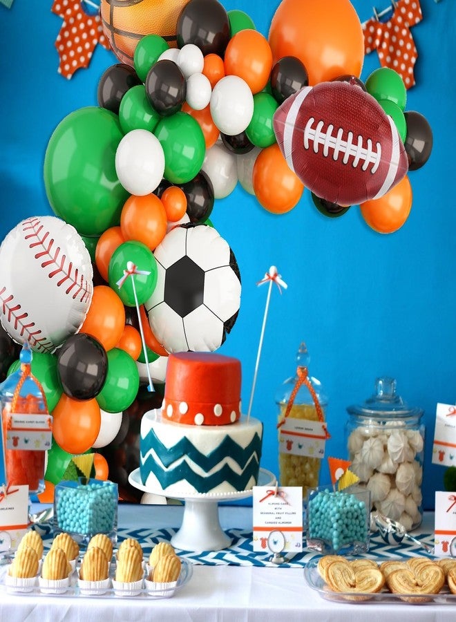 Sowide Sport Balloons Arch Garland,Ball Theme Balloon Garland Kit White Green Black Orange Balloons Ball Foil Balloons for Sports Theme Party Games Garden Theme Party Celebration Party - Image 4