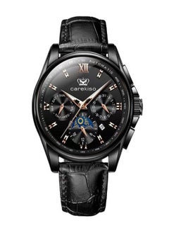 carekiso Men’s Quartz Black Leather Black Dial Watch 40mm  - Image 1