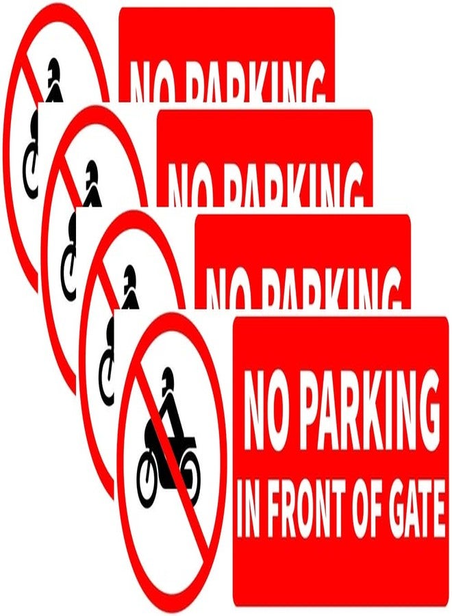 VAAIMAI Bike NO Parking in Front of Gate Self Adhesive Sticker Sign Board Waterproof 3mm PVC Foam Board 30CMX10CM Red, Pack of 4 - Image 1
