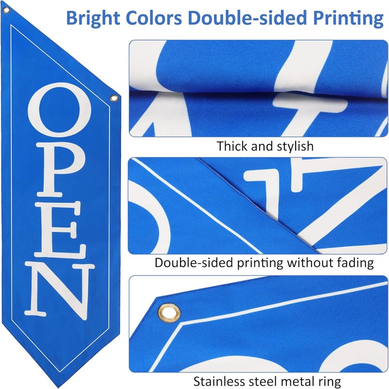 yeload OPEN Flag with Pole Kit - Heavy Duty Canvas Open Banner for Business Storefront, 42x12 Inch Outdoor Double-Sided Sign with Bracket - Advertising Signage for Retail & Shops (Red) - Image 5