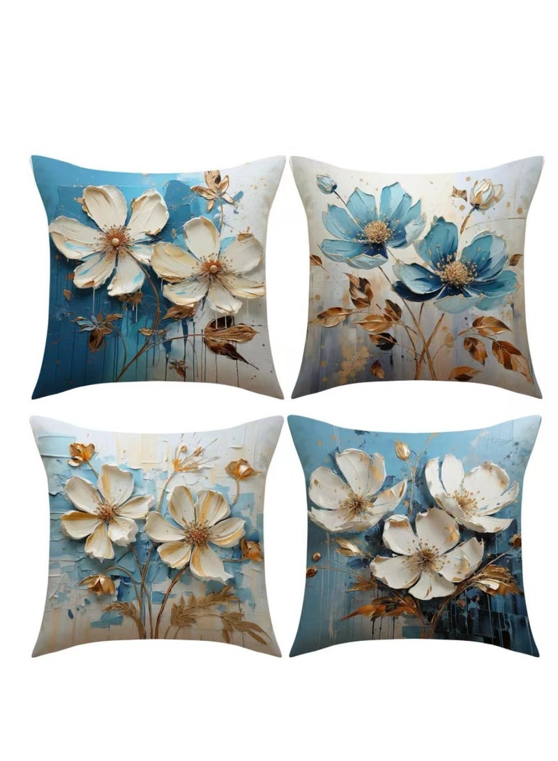 4PCS Modern Sofa Throw Pillow Cover Decorative Fabric Pillow Case for Couch Bed Car 45x45cm - Image 1