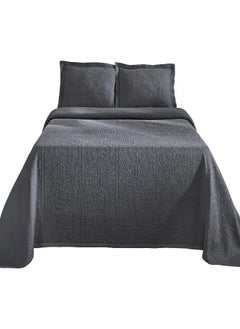 Superior SUPERIOR Jacquard Matelasse Fleur De Lis 100% Cotton Medallion 3-Piece Bedspread Set - King, Silver  - Image 3