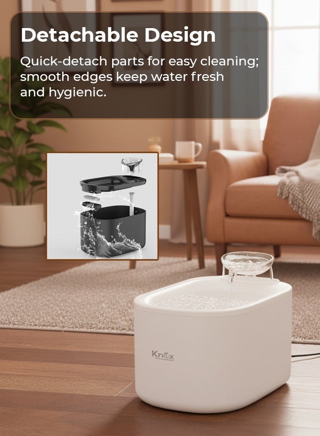 Knox Powering Generations Knox Cat Water Fountain 3.5L/135oz – Automatic Pet Water Dispenser with Filter & Quiet Pump, Large Indoor Outdoor Drinking Pet Water Fountain for Cats & Small Dogs - Image 3