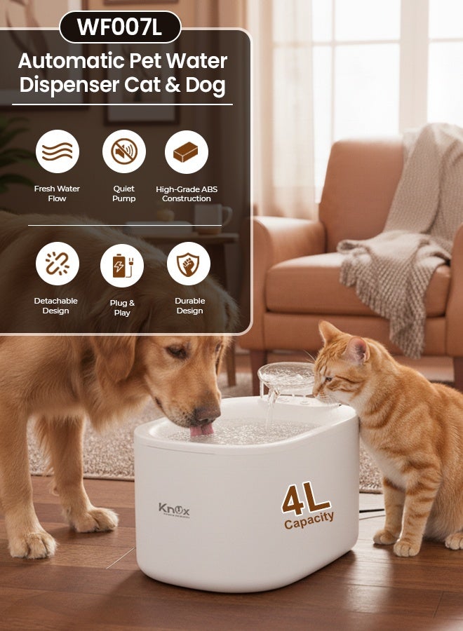 Knox Powering Generations Knox Cat Water Fountain 3.5L/135oz – Automatic Pet Water Dispenser with Filter & Quiet Pump, Large Indoor Outdoor Drinking Pet Water Fountain for Cats & Small Dogs - Image 2