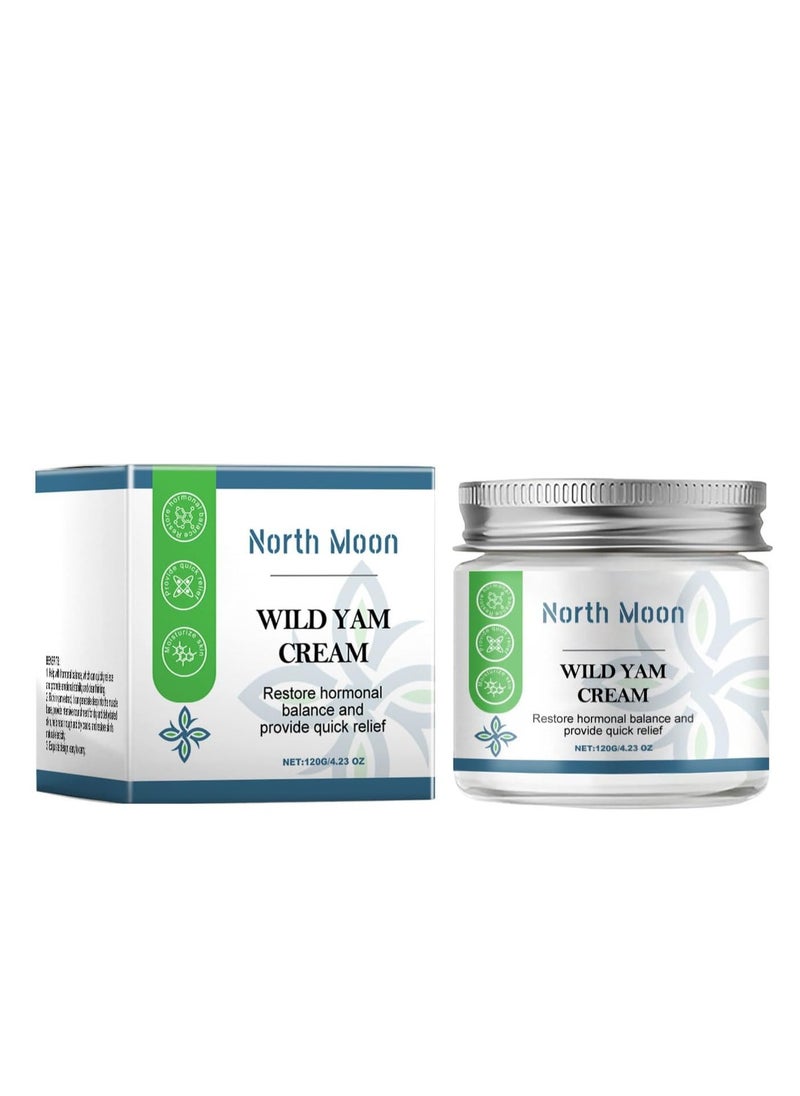 NORTH MOON Wild Yam Cream, Wild Yam Cream Organic for Hormone Balance, Natural Wild Yam Cream for Menopause, Moisturizer Botanical Balancing Body Cream 120g  - Image 1