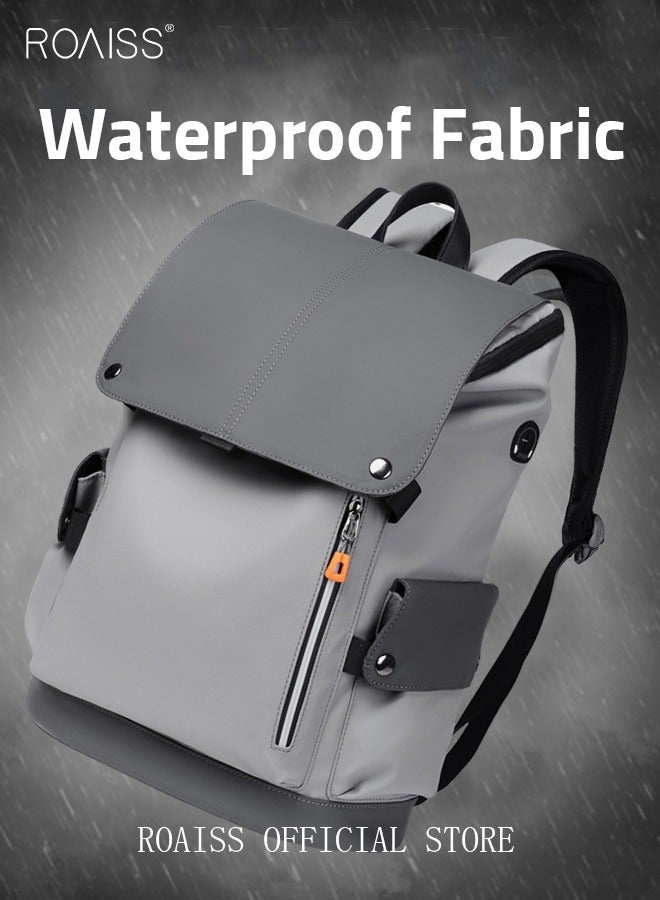 roaiss Stylish Backpack, Large Capacity Travel Backpack, 15.6-inch Laptop Bag with Snap Buttons and Multiple Pockets, Waterproof Boarding Bag with USB Charging Port, Suitable for Travel, Work, School or Outdoor Activities - Image 5